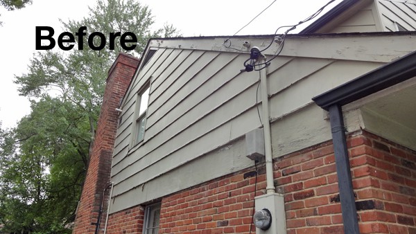 The end gables of the home really showed the original siding's water damage.