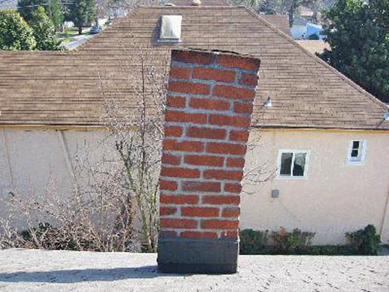 leaning brick chimney