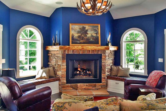 mosby dark blue living room